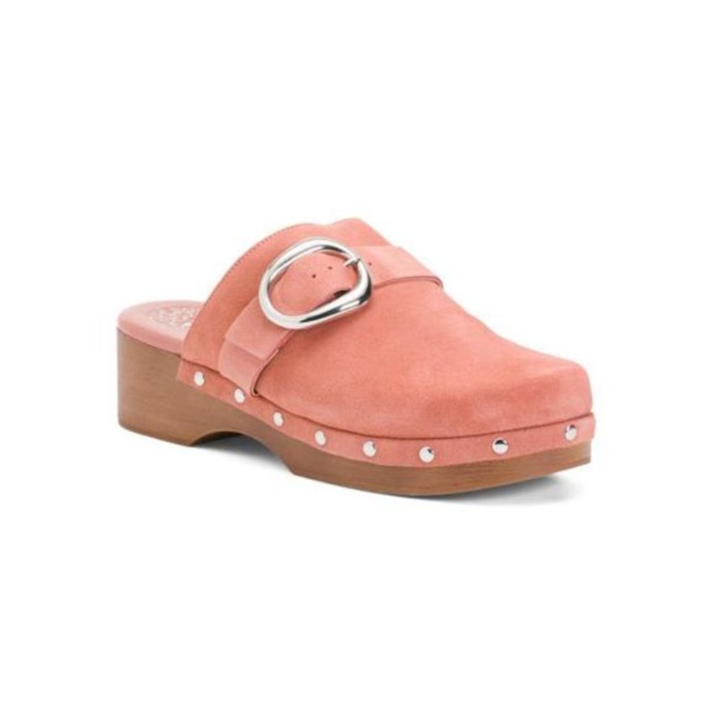 VINCE CAMUTO Suede Canzenee Clogs - Strap & Buckle - Antique Pink - 6